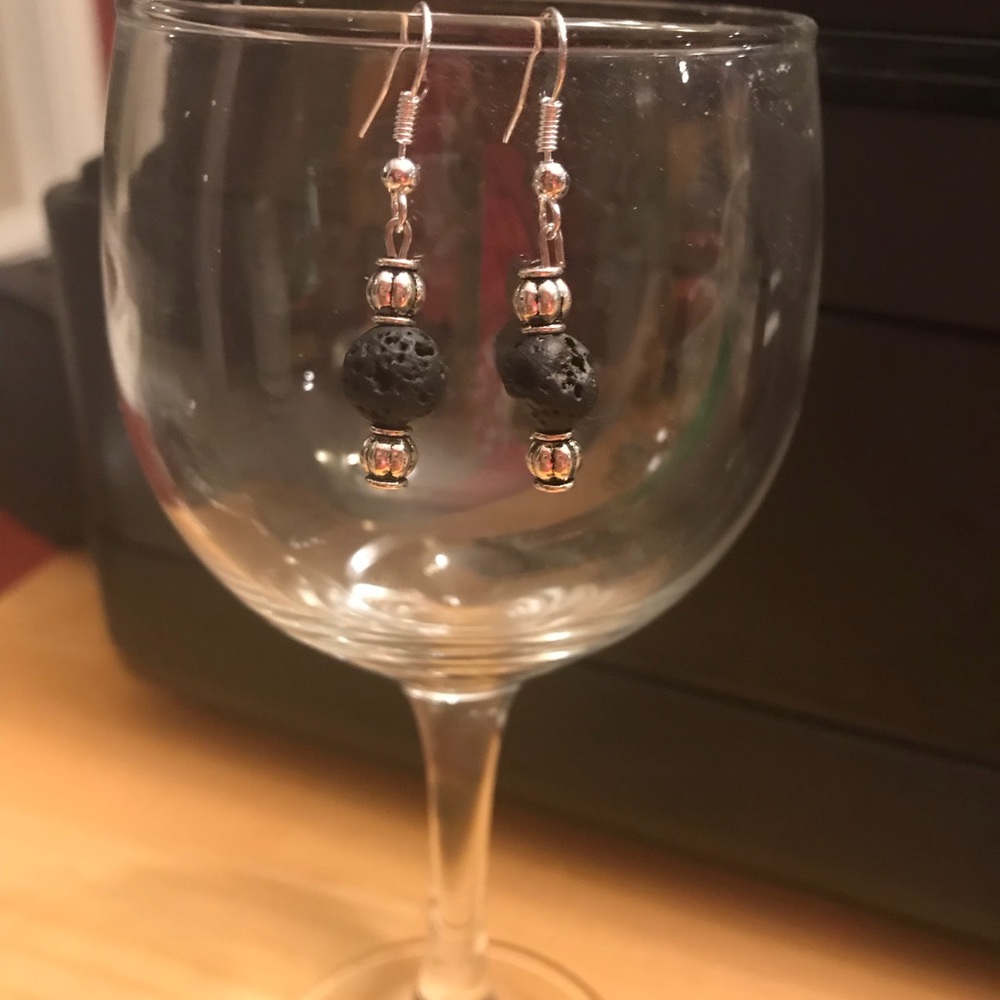 Silver & lava bead diffuser aromatherapy earrings
